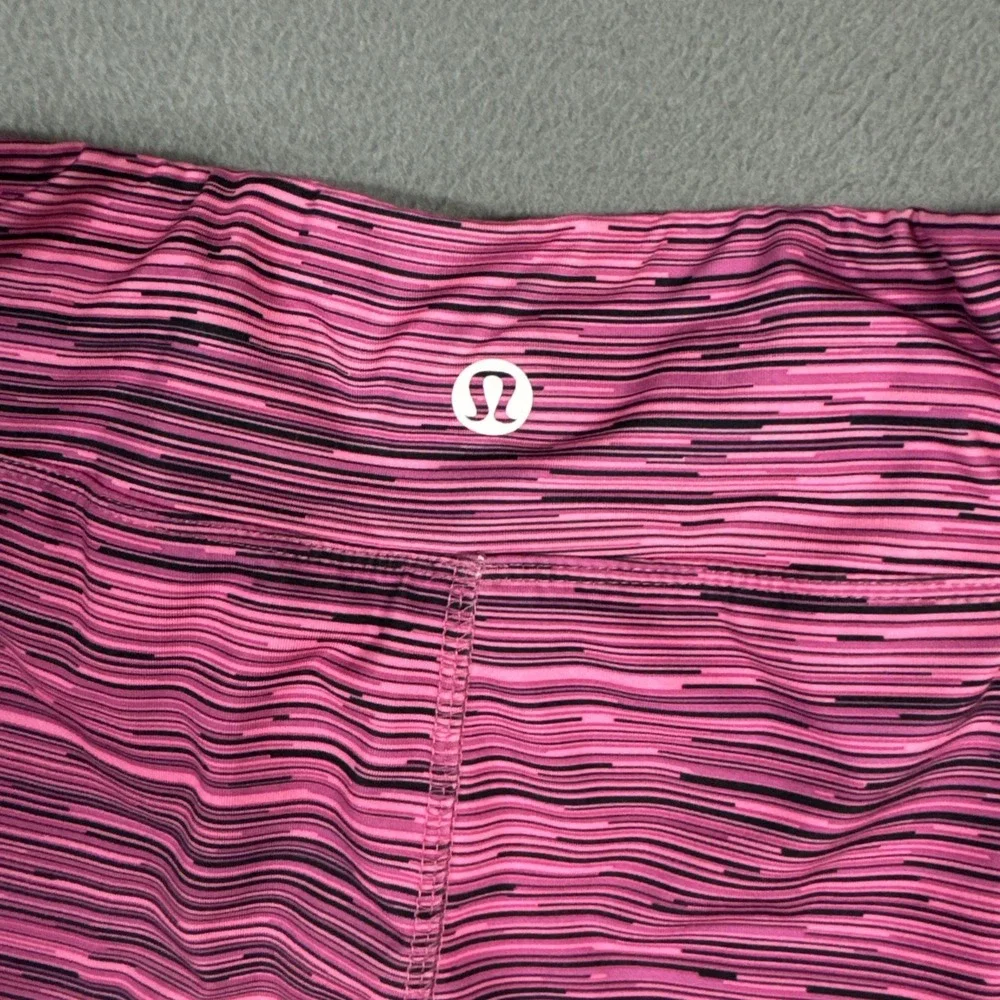 Lululemon Pants Womens 12 Pink Black Heathered Pull On Leggings Stretch Athletic